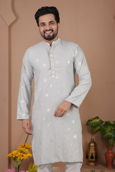 Malai Silk Kurta with Heavy Embroidery & Sequence Work 01